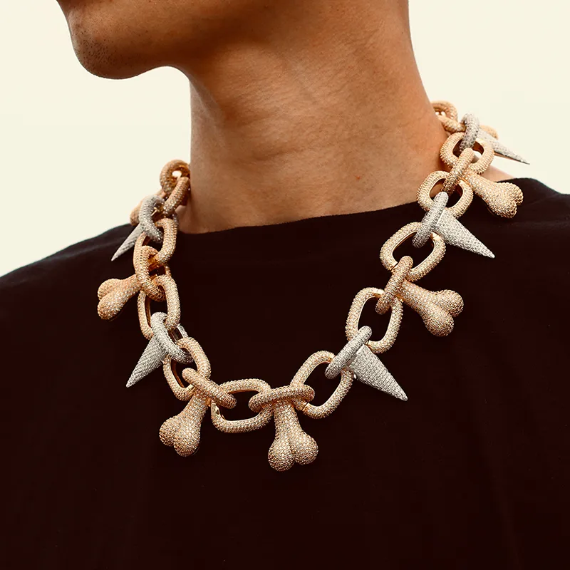 Iced Out Cuban Link Chain Necklace For Men Prong Set Jewellery_voghion.com