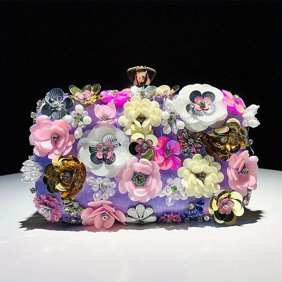 Evening Clutch Bag For Women Elegant Beaded Box Purse Wedding_voghion.com