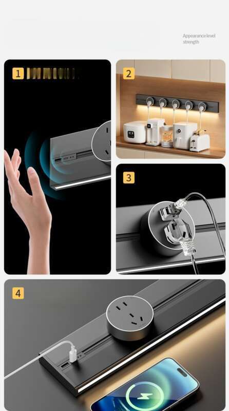 【Protección ocular con alta reproducción de color】 Riel con luz de inducción USB-C para cocina, sala de estar, hogar, deslizante móvil_voghion.com