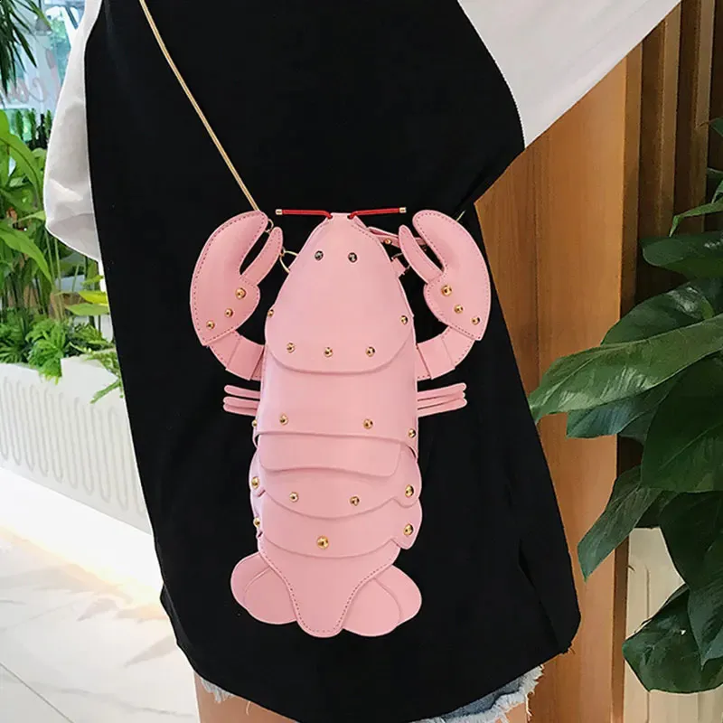 Modische, süße Umhängetaschen aus PU-Leder in Hummerform für Frauen, Schultertasche für Damen, Umhängetasche 240820_voghion.com