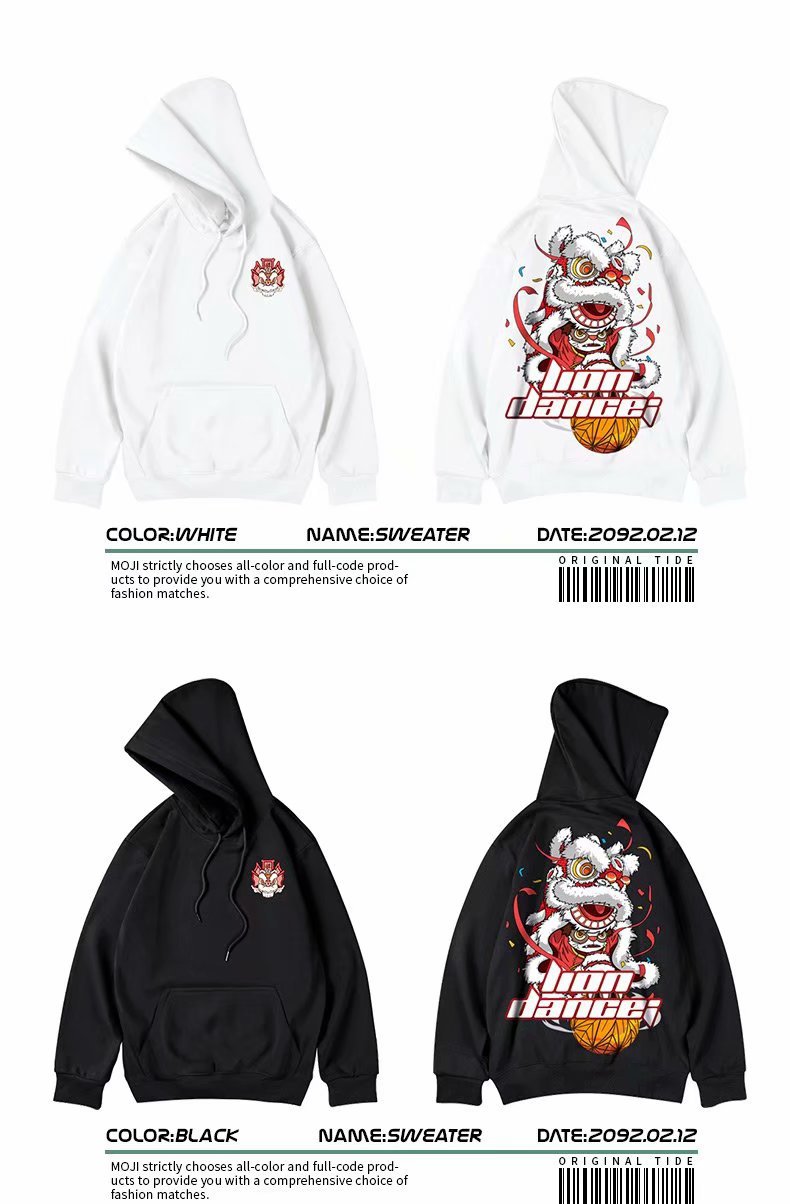 Lion Awakening Plus Size Oversize Pullover Herren Kapuzenpullover Marke Plüsch Fat Man Trendy Instagram Herbst und Winter_voghion.com