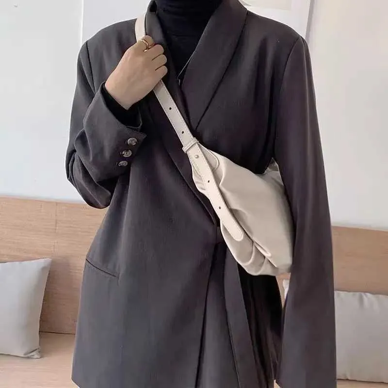 Borsa a tracolla alla moda con pieghe per donna in morbida pelle PU, borsa a tracolla firmata Dumpg Fashion Cloud, borsa Hobo BolsasC241211_voghion.com