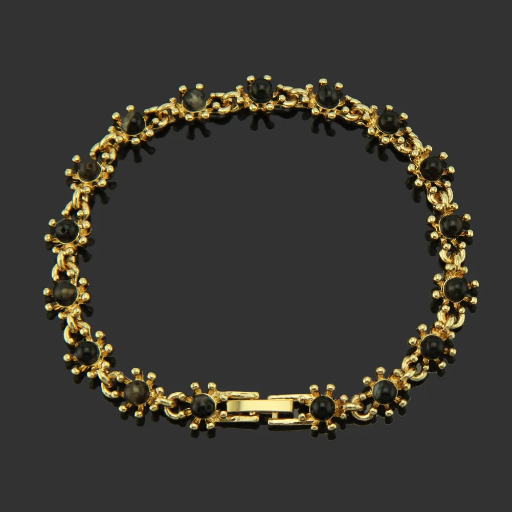 Rhinestone Heart Charm Bracelet With Gold And Silver Chain Style_voghion.com