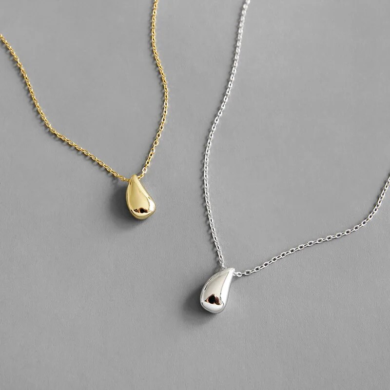 Wassertropfen Anhänger Halskette Für Damen Silberfarbenes Choker_voghion.com