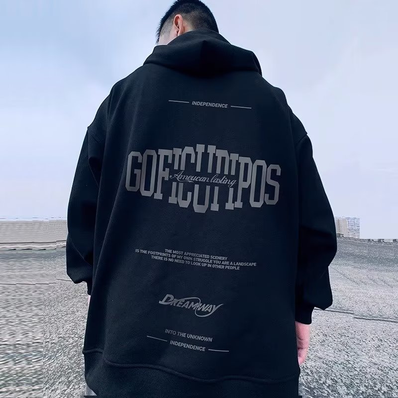 Moderns, liela izmēra apģērbs ar palielinātiem burtiem, hiphopa stila kapuci ar rāvējslēdzēju, vīriešu moderna jaka, ziemas_voghion.com