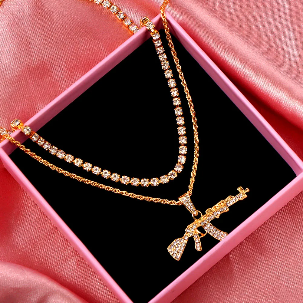 Layered Pendant Necklace With Crystal Crystals For Women_voghion.com
