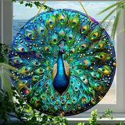 8" Peacock Suncatcher - Double-sided Acrylic Round. Perfect For Window/wall/garden Decor. Ideal Housewarming/holiday Gift & Diwali Decoration._voghion.com