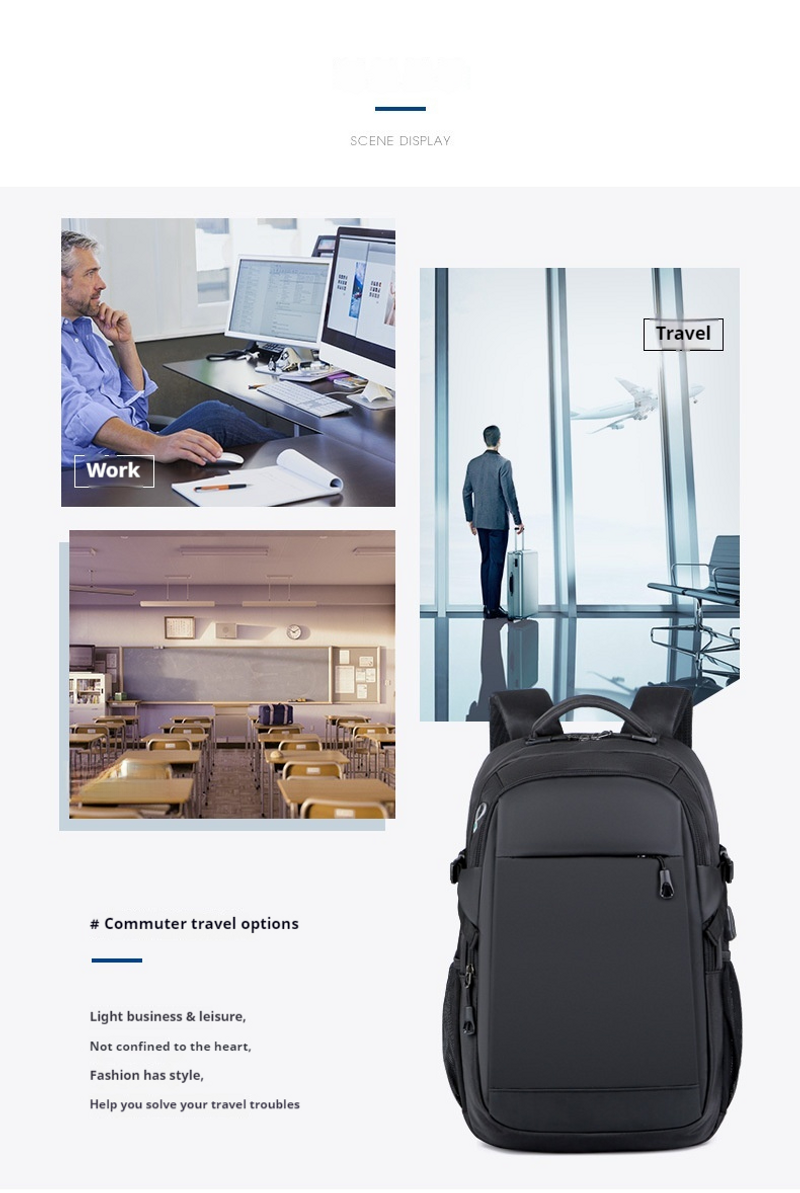 2024 neuer Herrenrucksack, schwarzer Männer, Laptoptasche für Studenten Geschäftsreisen, verschleißfest und wasserdicht,_voghion.com