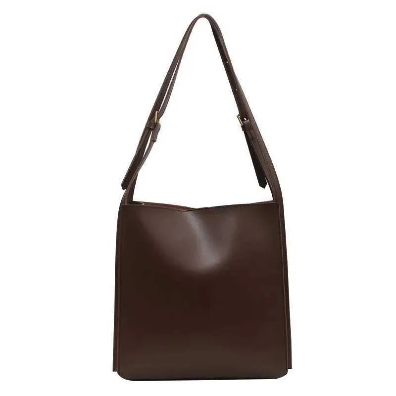 Women's Shoulder Bag Large Capacity Pu Leather Retro Bucket Bag_voghion.com