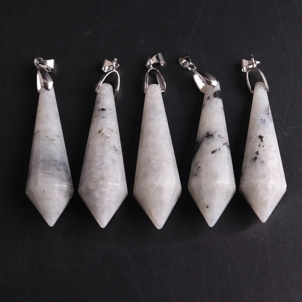 Natural Stone Pendant Necklace Set Labradorite Healing Jewelry_voghion.com