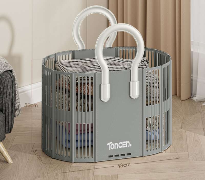 Tragbarer Toilettenkorb aus Kunststoff für den Haushalt, zusammenklappbar, große Kapazität, multifunktional, verschiedene Aufbewahrungskorb, Wäschekorb_voghion.com