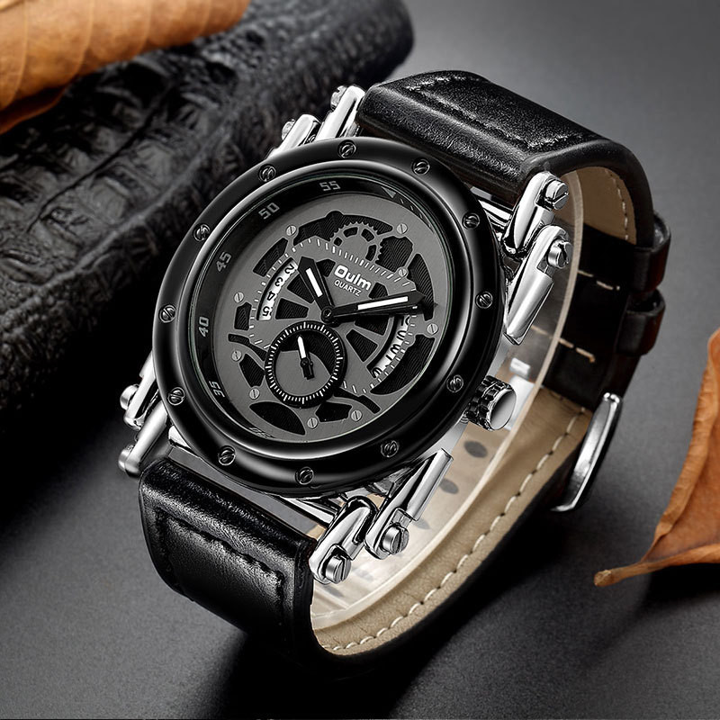 OULM Brand Watches Men Leather Date Quartz Wrist Watch 3399_voghion.com