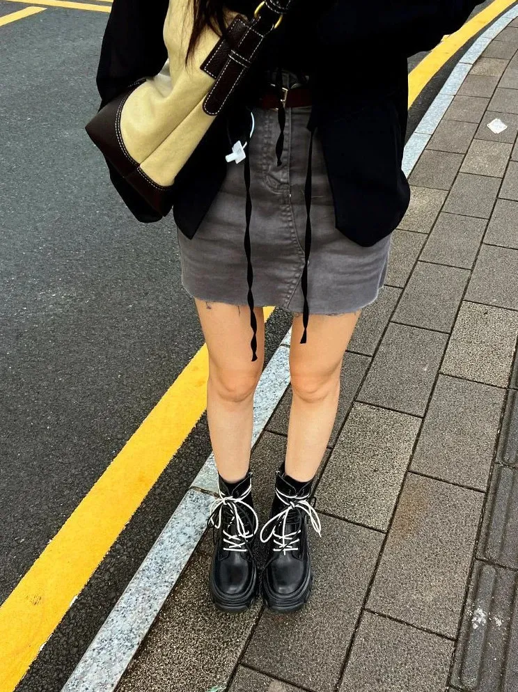 Bottines roses mignonnes pour femmes, bottines blanches de style punk, chaussures courtes kawaii pour femmes, combat, demi-saison, soldes, Pu_voghion.com