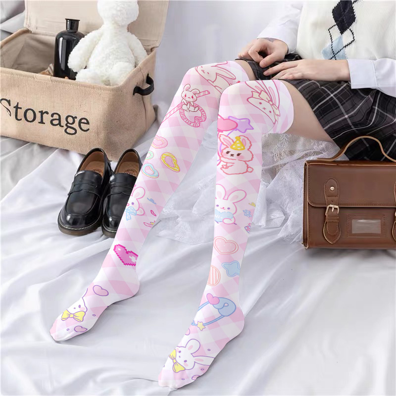 Kirschstrumpfhose, süße Leggings mit Lolita-Print, lange Strümpfe für Loli-Mädchen_voghion.com
