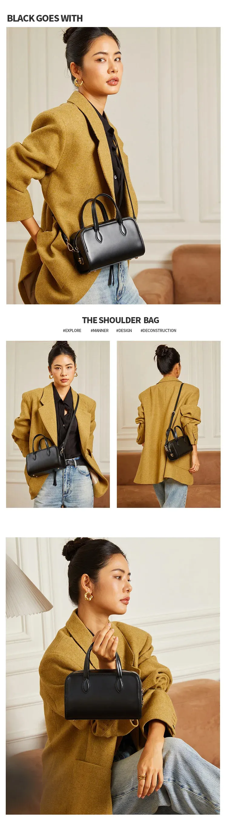 Genuine Leather Small Boston Handbag Retro Shoulder Crossbody Bag_voghion.com