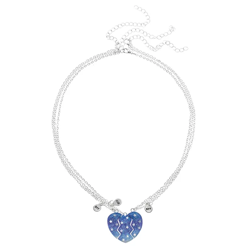 Collane con ciondolo E0BE 3 pezzi luminosi a forma di cuore diviso per sempre amico amicizia collana magnetica regalo per ragazza_voghion.com