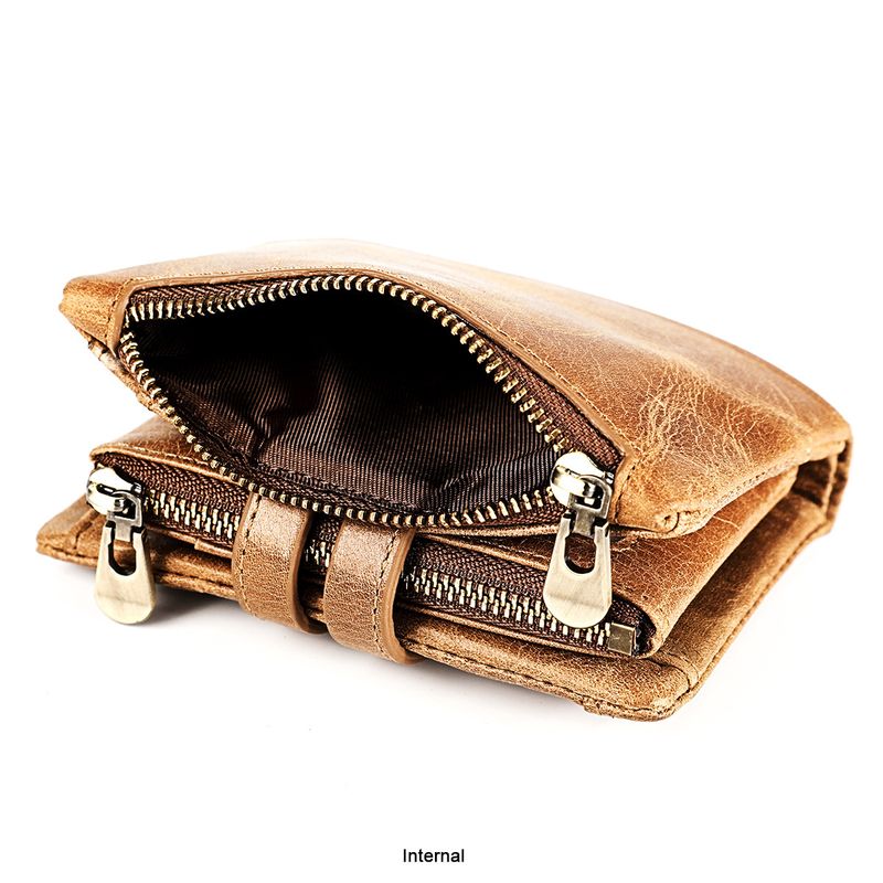 Neue männer echte RFID crazy horse leder zipper frauen retro multifunktionale kurze brieftasche_voghion.com