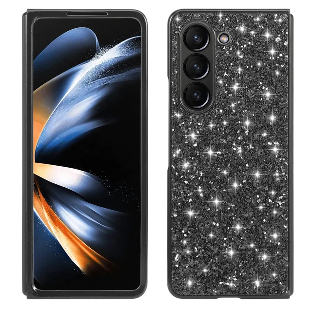 Bling Glitter Pailletten Plating Telefonshülle fir Samsung Galaxy Z Fold 5 4 3 Fold5 Fold4 Fold3 5G Schockbeständeg Hart Réckhülle_voghion.com