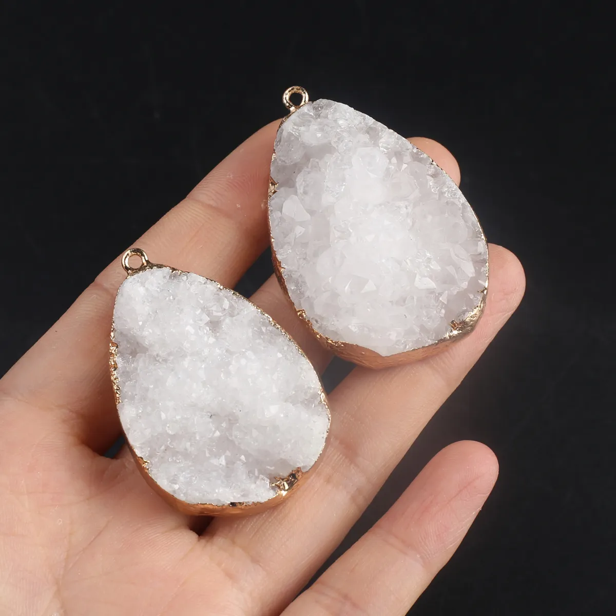 Kolye Kolye Doğal Taş Beyaz Druzy Kolye Su Damlası Reiki Şifa Moda Takı Yapımı Kendin Yap Kadınlar_voghion.com
