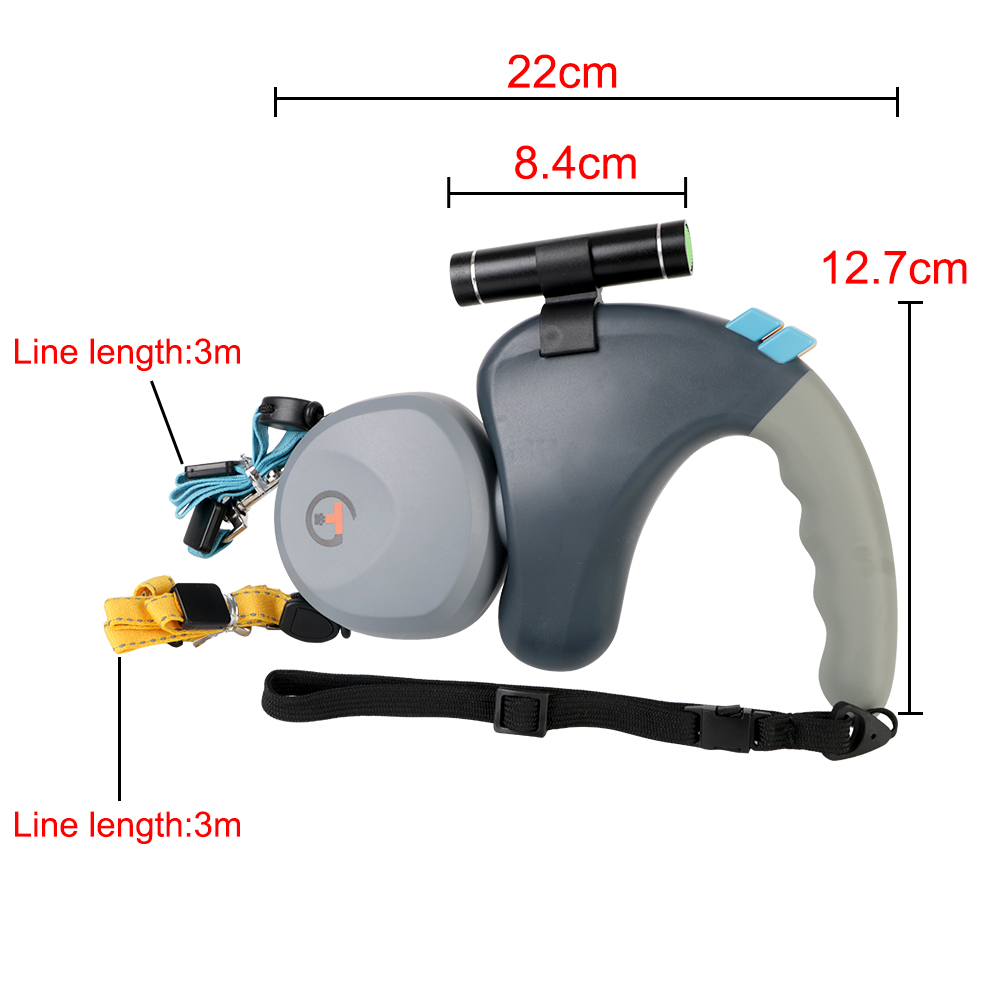 Retractable Dual Dog Leash For Walking Two Dogs With Light_voghion.com