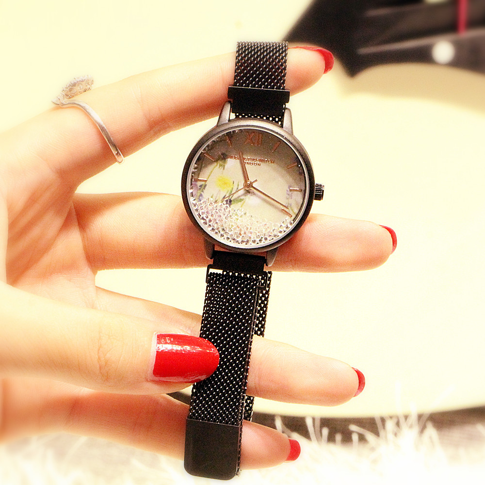 Orologio al quarzo da studente con cintura magnetica in rete da donna di tendenza moda 2024_voghion.com