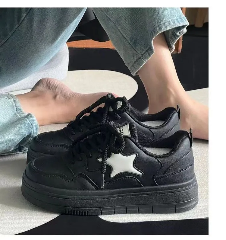 Academy Style Round Head Sponge Cake Thick Sole Casual Small White Fashionable And Comfortable High Height Board Shoes_voghion.com