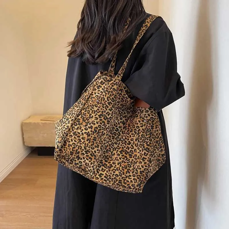 Handtasche mit Leopardenmuster, Retro-Canvas, große Kapazität, Einkaufstasche Y241026_voghion.com