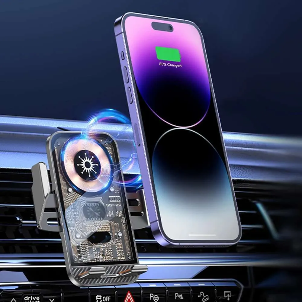 Supporto per caricabatterie wireless per auto da 15 W, a infrarossi, con morsetto automatico, per ricarica rapida, supporto per bocchetta dell'aria, supporto per telefono_voghion.com