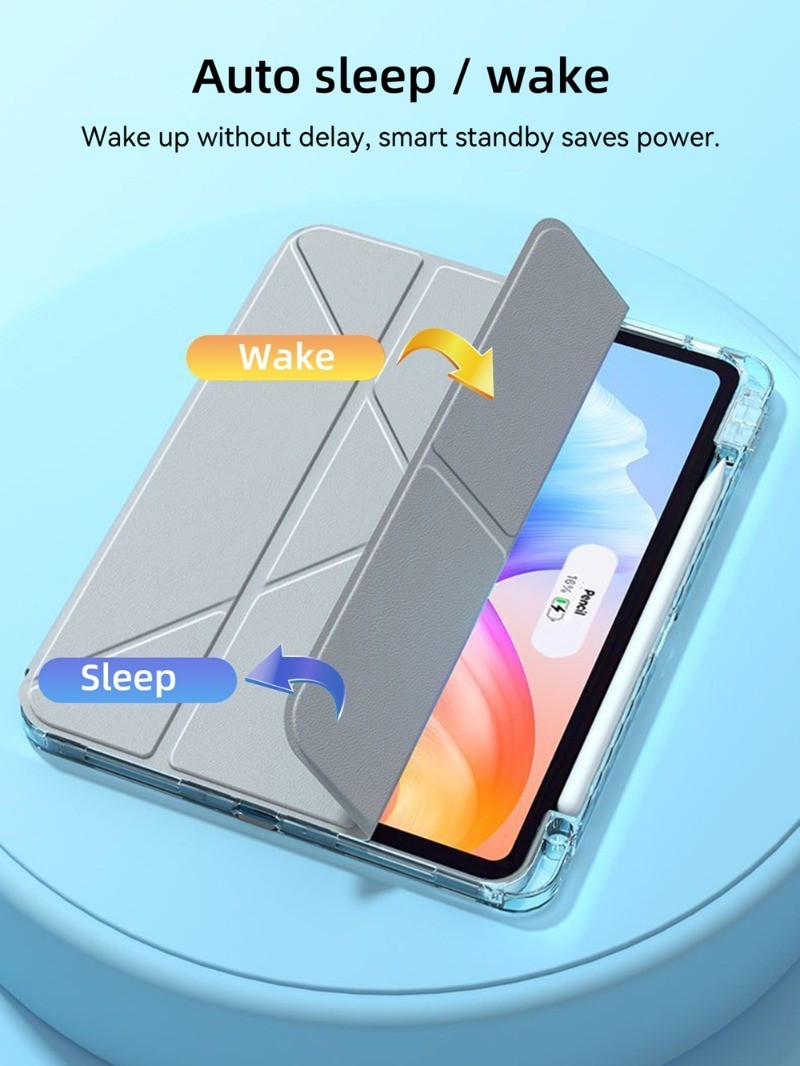 Husă pliabilă în Y pentru iPad, pentru iPad Air 11 (2024), Air6 Pro (11, 13, 10, 9,7), carcasă acrilică transparentă premium pliabilă în Y, cu suport pentru creion_voghion.com