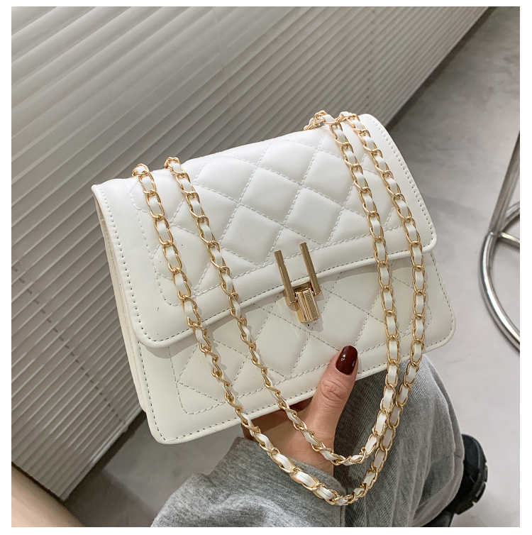 2024 Nuova tendenza Moda Casual Versatile Catena Lingge Borsa a tracolla Piccola borsa quadrata per donna_voghion.com
