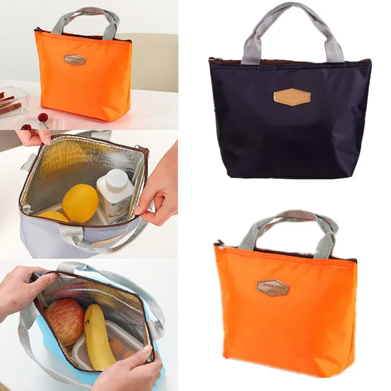 Borsa termica portatile per il pranzo, da campeggio, picnic, Oxford, tinta unita, isolata, refrigerata, per alimenti_voghion.com