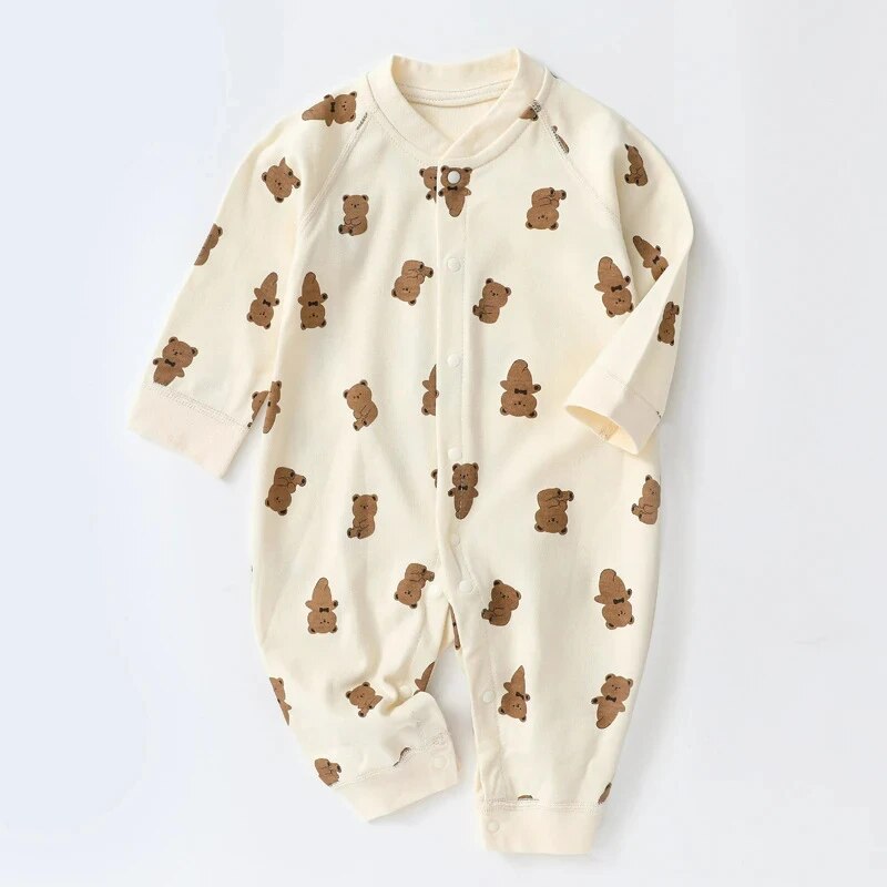 Autumn Baby Romper for Boys Girls Clothes Cartoon Bear Printed Jumpsuit Newborn One-Pieces Onesie Korean Toddler Infant_voghion.com