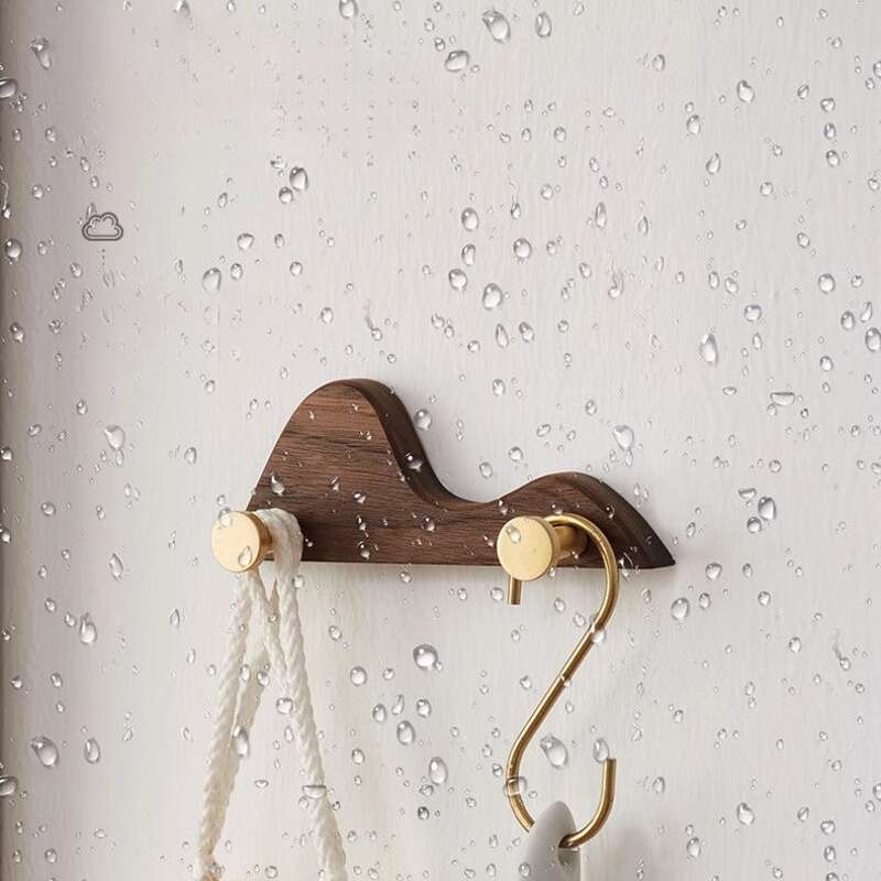 【 42000 People's Collection 】 Solid Wood Clothes No Punching Brass Long Row Hooks, Fitting Room Wardrobe, Entrance, Coat_voghion.com