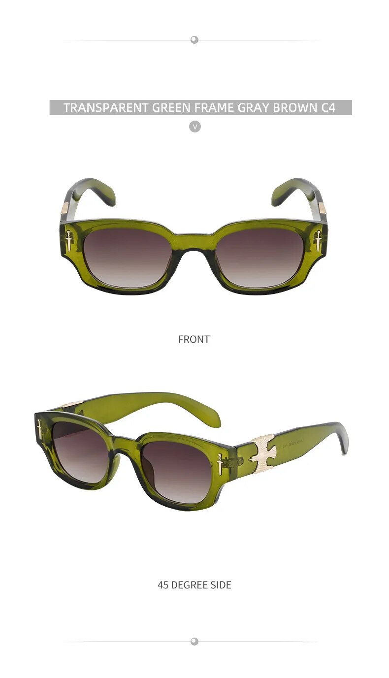 Modne okulary przeciwsłoneczne Soaing Eagle Rectangle dla mężczyzn i kobiet 2024, okulary przeciwsłoneczne w stylu vintage punk, męskie, małe, kwadratowe, odcienie_voghion.com