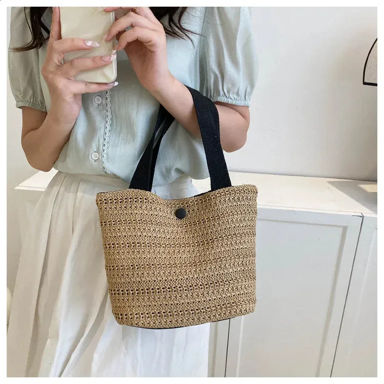 Personalisierte Stroh Tragetasche Für Damen Retro Strandhandtasche_voghion.com