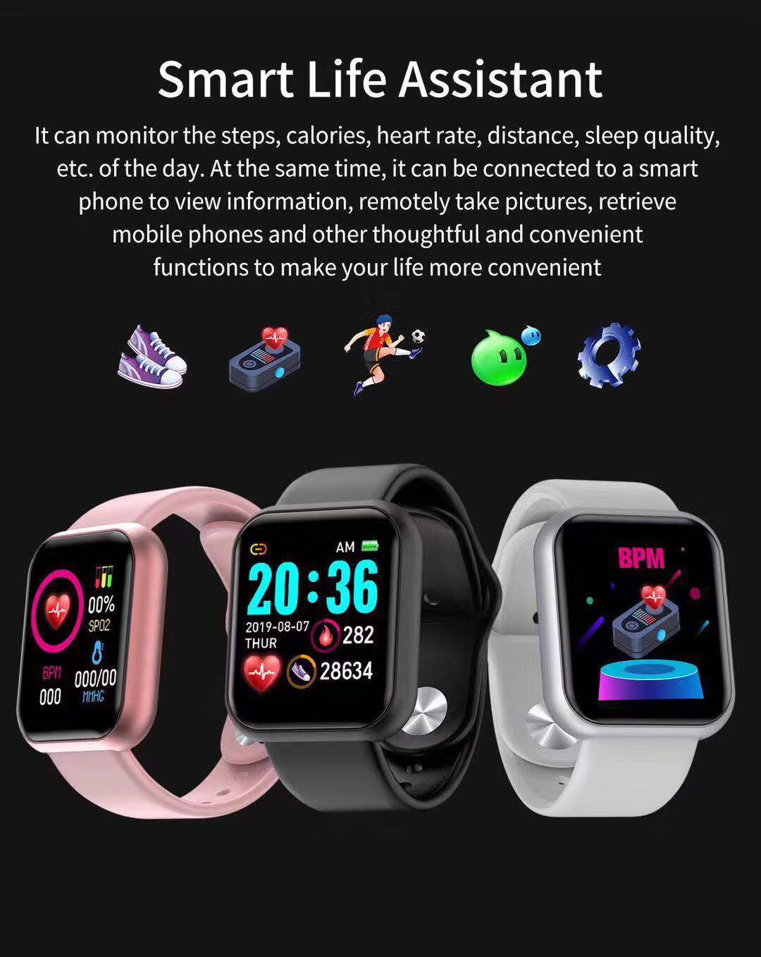 Y68 D20S Smart Armband Student Männer Und Frauen Sport Bluetooth Uhr Geschenk Neue_voghion.com