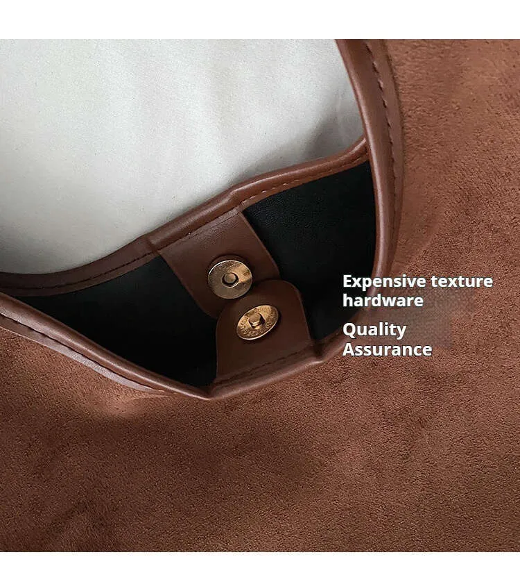 New Retro Niche Suede Women's Versatile Shoulder Fashionable Underarm Tote Bag_voghion.com
