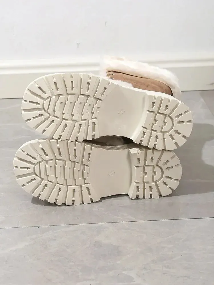 Thick Plush Winter Artificial Fur Platform Ankle For Womens Mid-range Lace Snow Boots And Thick Cotton Shoes 241022_voghion.com