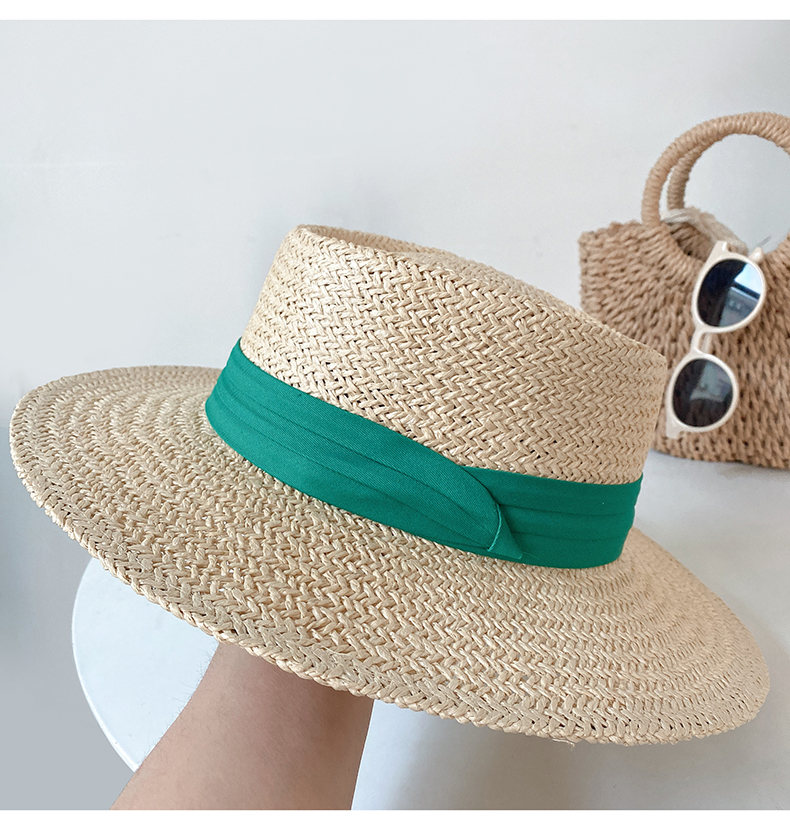 Lafite da donna, cappello da pescatore estivo con protezione solare flat top, foto da spiaggia, cappello in paglia intrecciata_voghion.com