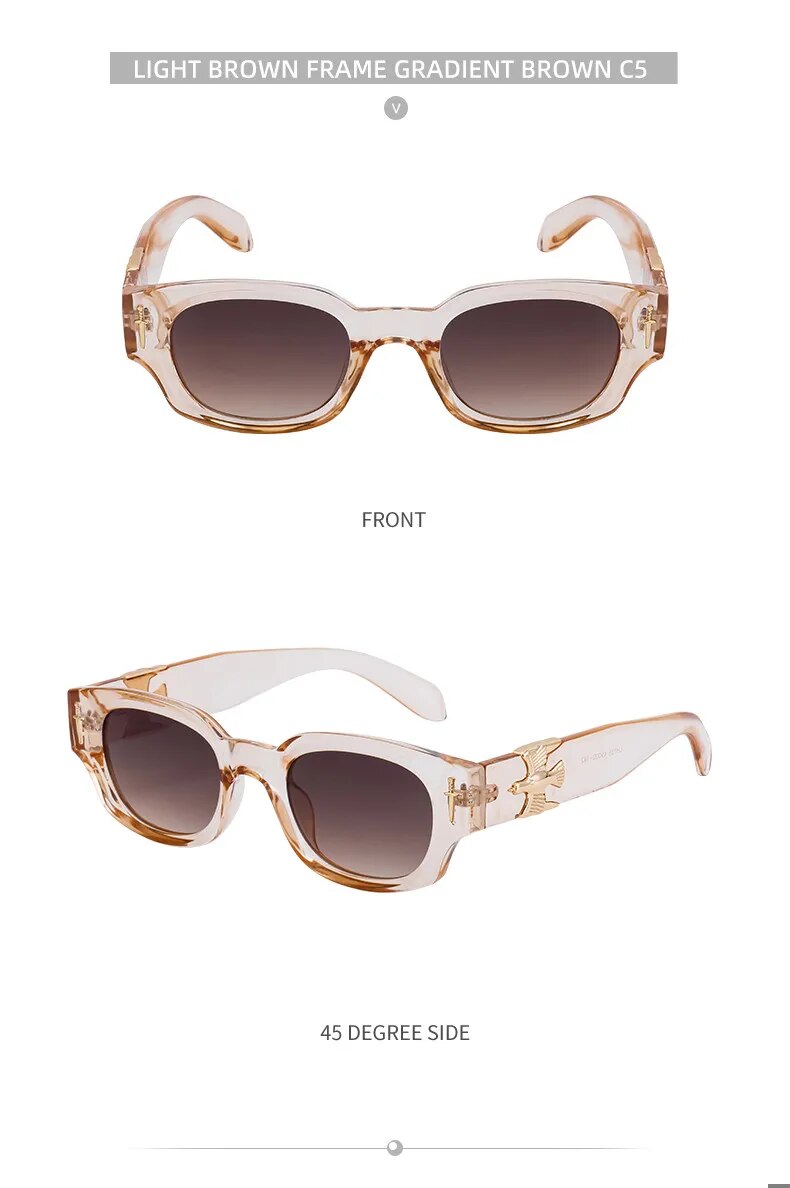 Modne okulary przeciwsłoneczne Soaing Eagle Rectangle dla mężczyzn i kobiet 2024, okulary przeciwsłoneczne w stylu vintage punk, męskie, małe, kwadratowe, odcienie_voghion.com