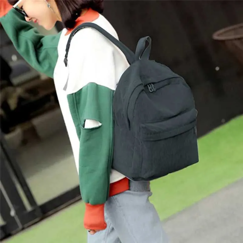 Zaino in velluto a coste da donna borsa a spalla alla moda_voghion.com