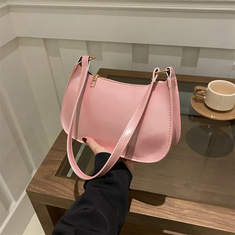 Borsa a tracolla da donna in pelle PU tinta unita retrò, borse alla moda, borse casual hobo e borsette da donna_voghion.com