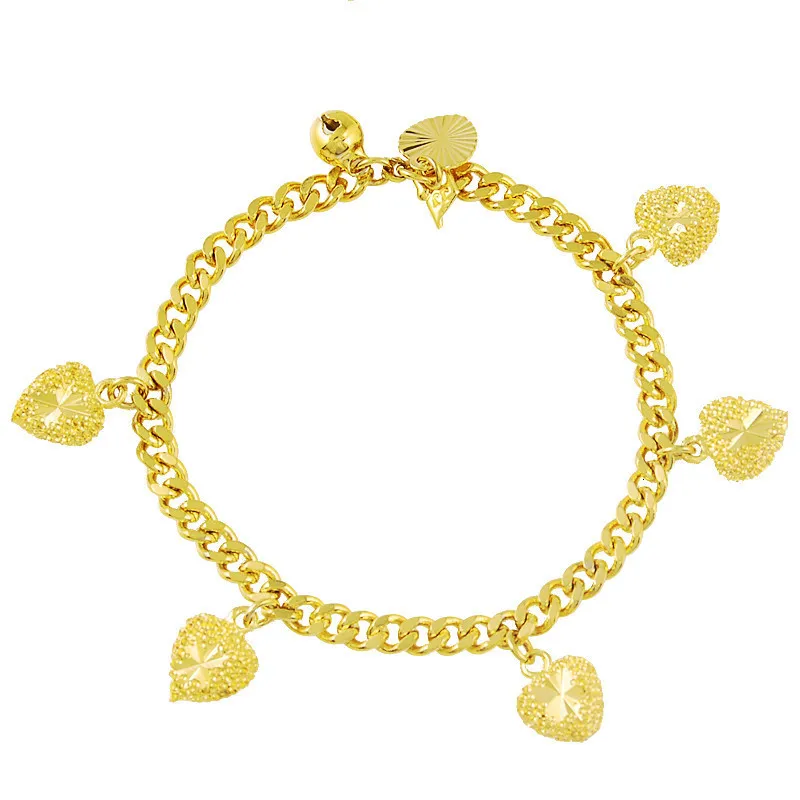 Charm-Armbänder, 4 mm, herzförmiger Anhänger, vergoldet, modisches Armband, Schmuck, Geschenk 230328_voghion.com