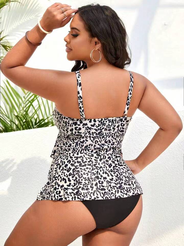 Feminino tamanho grande mulher gorda leopardo impressão sexy moda sem costas barriga fina cintura alta biquíni feminino_voghion.com