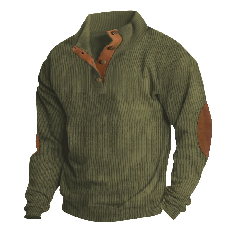 Pull en velours côtelé à manches longues et col montant pour homme, taille européenne 5XL, décontracté, printemps et automne 2025
