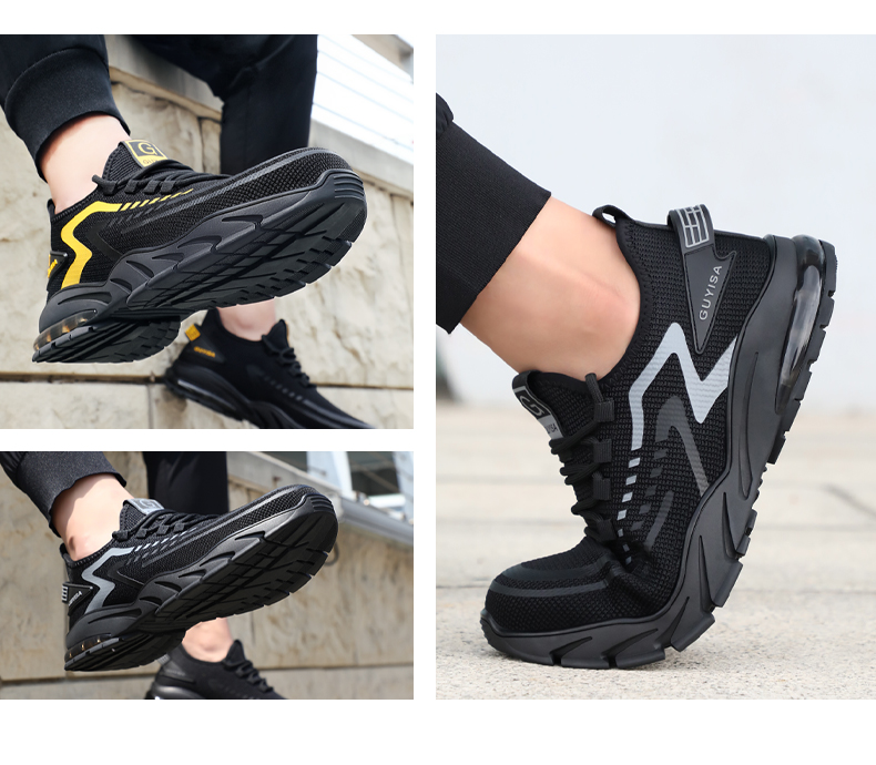 GUYISA Safety Shoes Kasut Kerja Lelaki  Steel Toe Work Shoes Anti-smash CN39-46 1101BK_voghion.com