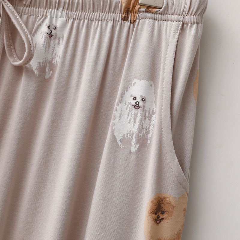 Abbigliamento da donna Modal Ice Cream Donna Cartone animato Pomerania Bichon Carino Stampa Pantaloni a maniche corte Abiti da casa larghi Pigiama_voghion.com