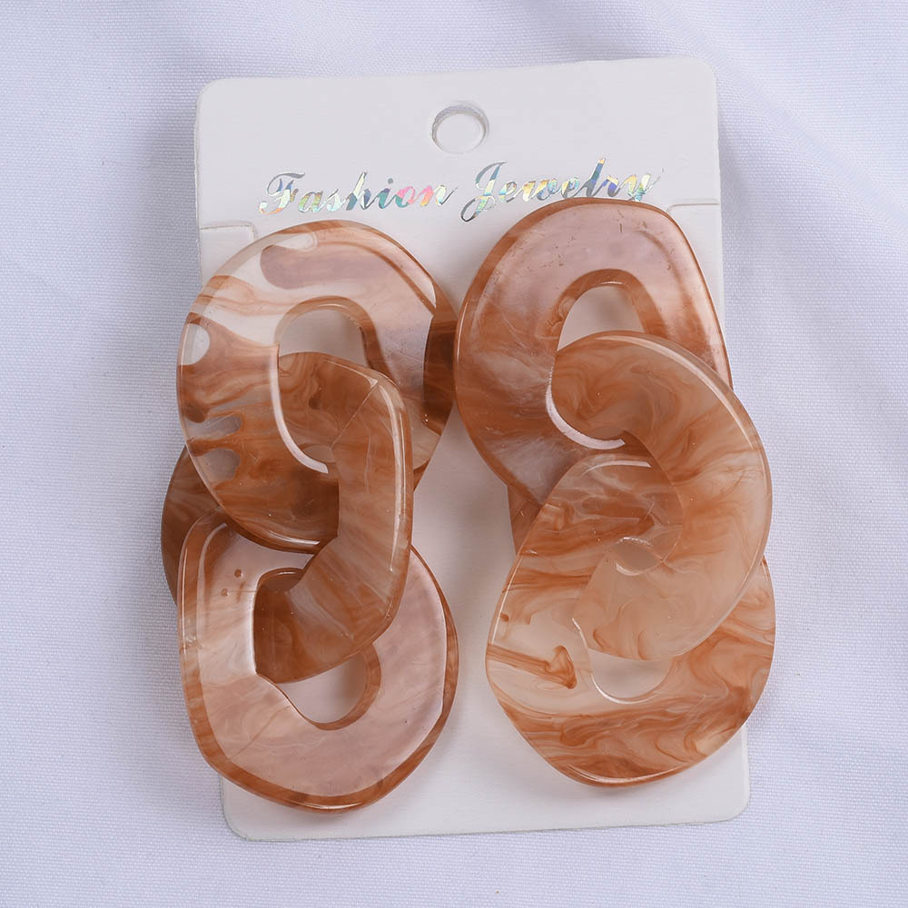 Marble Pattern Chain Buckle Earrings For Women Fashion Jewelry_voghion.com