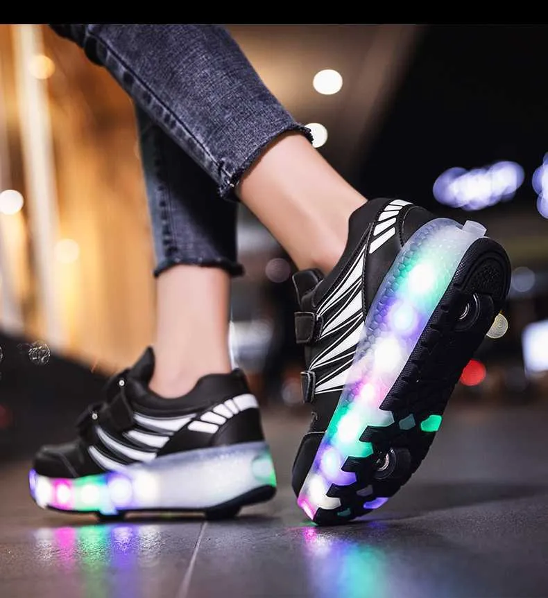 Sneakers Roller Skates 2 Wheels Shoes Glowing Lighted Led Children Boys Girls Kids Fashion Luminous Sports Boots Casual_voghion.com