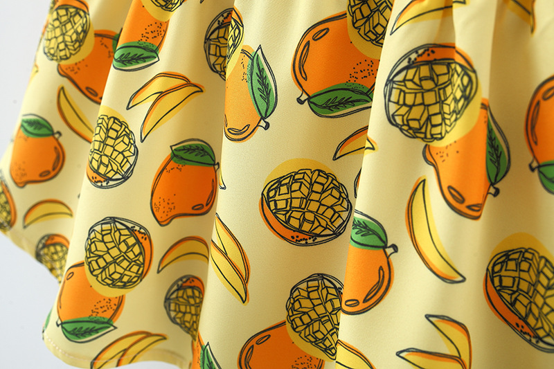 Baby Girl Summer Dress Mango Fruits Printed Bow Tank Dress Tropical Hawaiian Beach Style Dress Send Hat_voghion.com